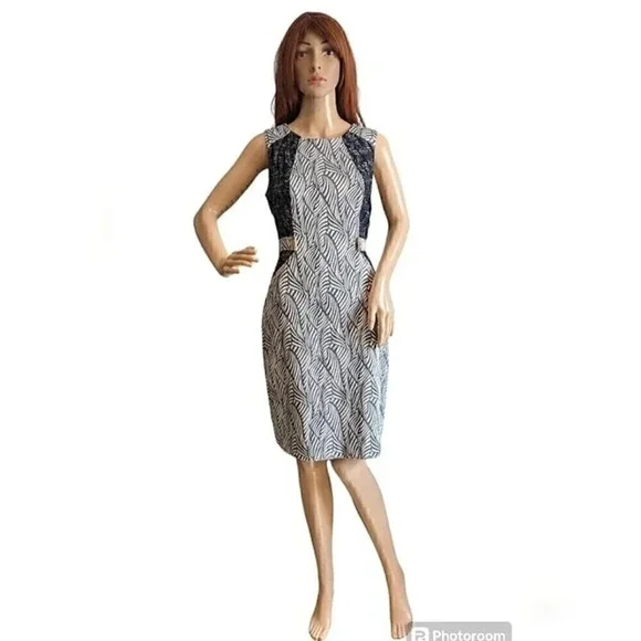 Calvin Klein | Dresses | Calvin Klein Office Blackwhite Block Sleeveless  Mid Aline Dress Size 6 | Poshmark